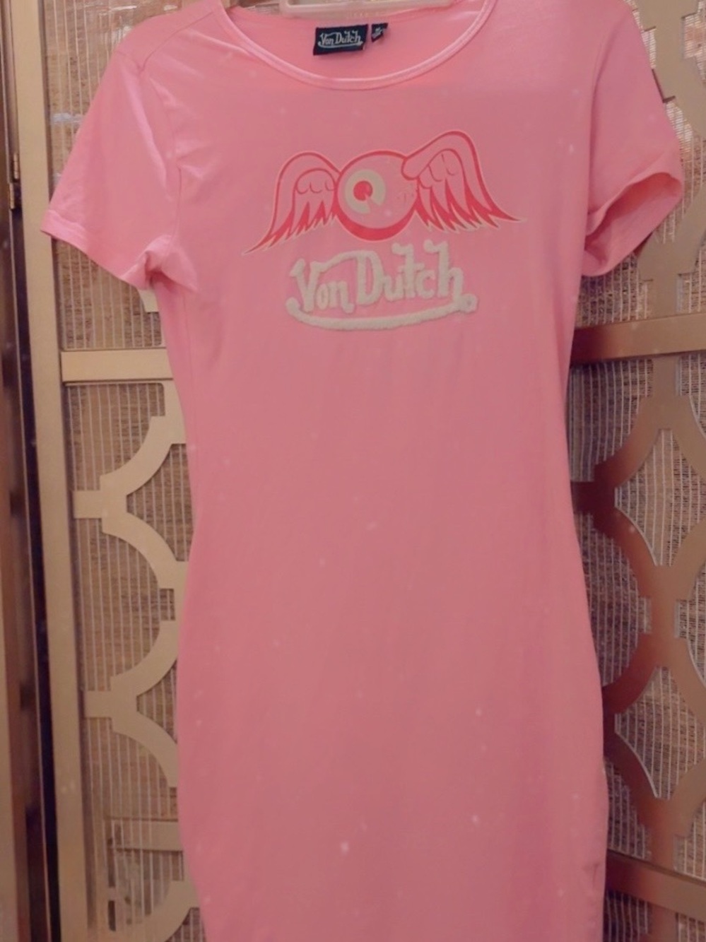 Von Dutch Pink Mini Dress with Wing Logo